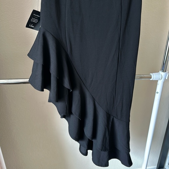 Lulus Steal a Glance Black One-Shoulder Asymmetrical Midi Dress - Picture 6 of 7